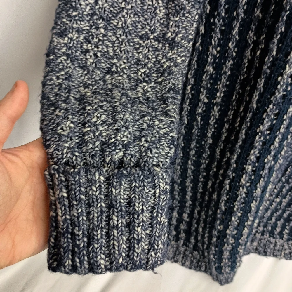 CHICOS Winter Cozy Coatigan Blue White Knit Long Cardigan‎ (1,554)C